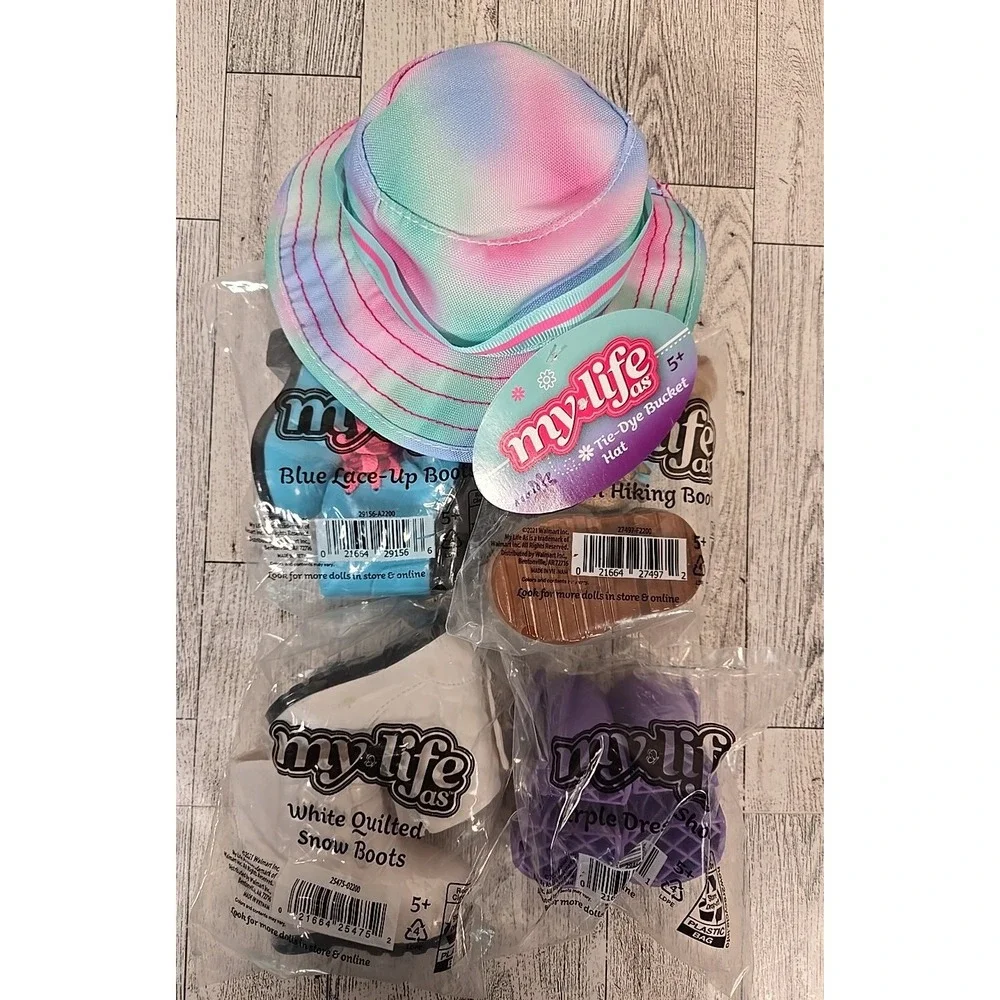 My Life Doll Bucket Hat Shoes Lot of 5 Tie Dye Snow Hiking Boots High Heels NEW
